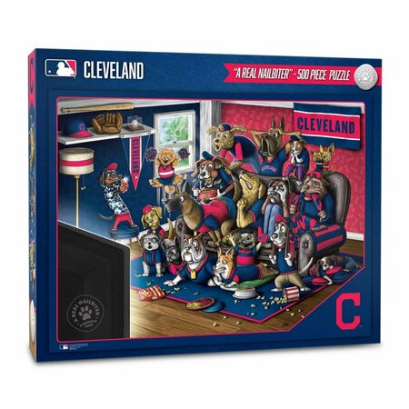 YOUTHEFAN 18 x 24 in. MLB Cleveland Indians Purebred Fans Puzzle Multi Color - A Real Nailbiter - 500 Piece 2502298